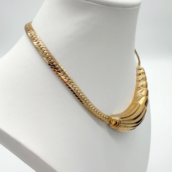 Vintage Gold Tone Cleopatra Style Statement Collar Necklace & Choker Set - Picture 3 of 9